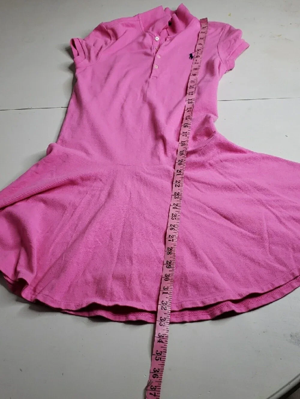 Polo Ralph Lauren Cotton Stretch Button Tennis Prep Knit Dress Size L Pink